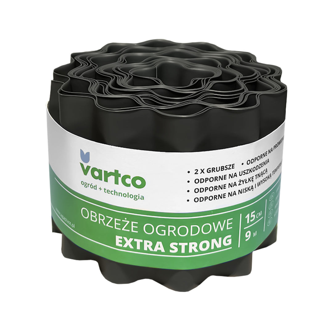 Vlnité záhradné obruby 15 cm x9 m Vartco Extra Strong grafit