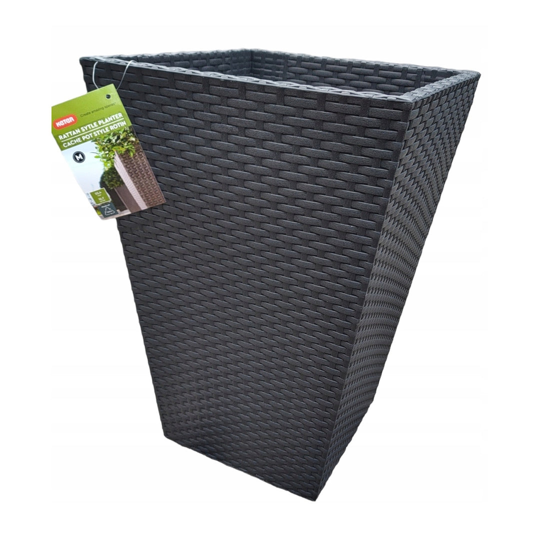 Kvetináč Keter, obdĺžnikový, výška 57 cm, antracit, Ratanový kvetináč M