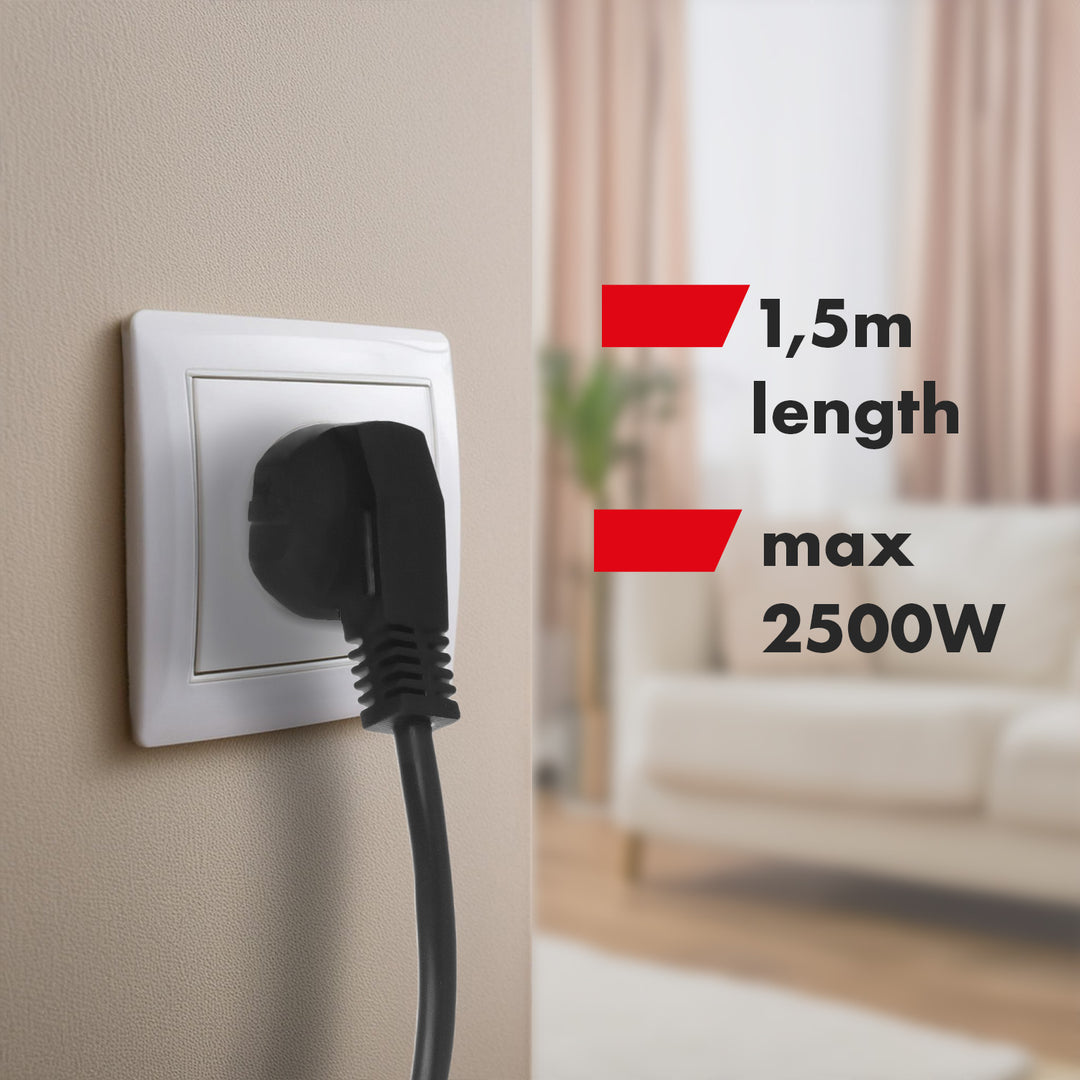 Napájacia lišta Maclean, predlžovací kábel so 4 zásuvkami + USB A/C, s prepínačmi, 250 VAC/10A, 1,5 m, čierna, MCE508 B