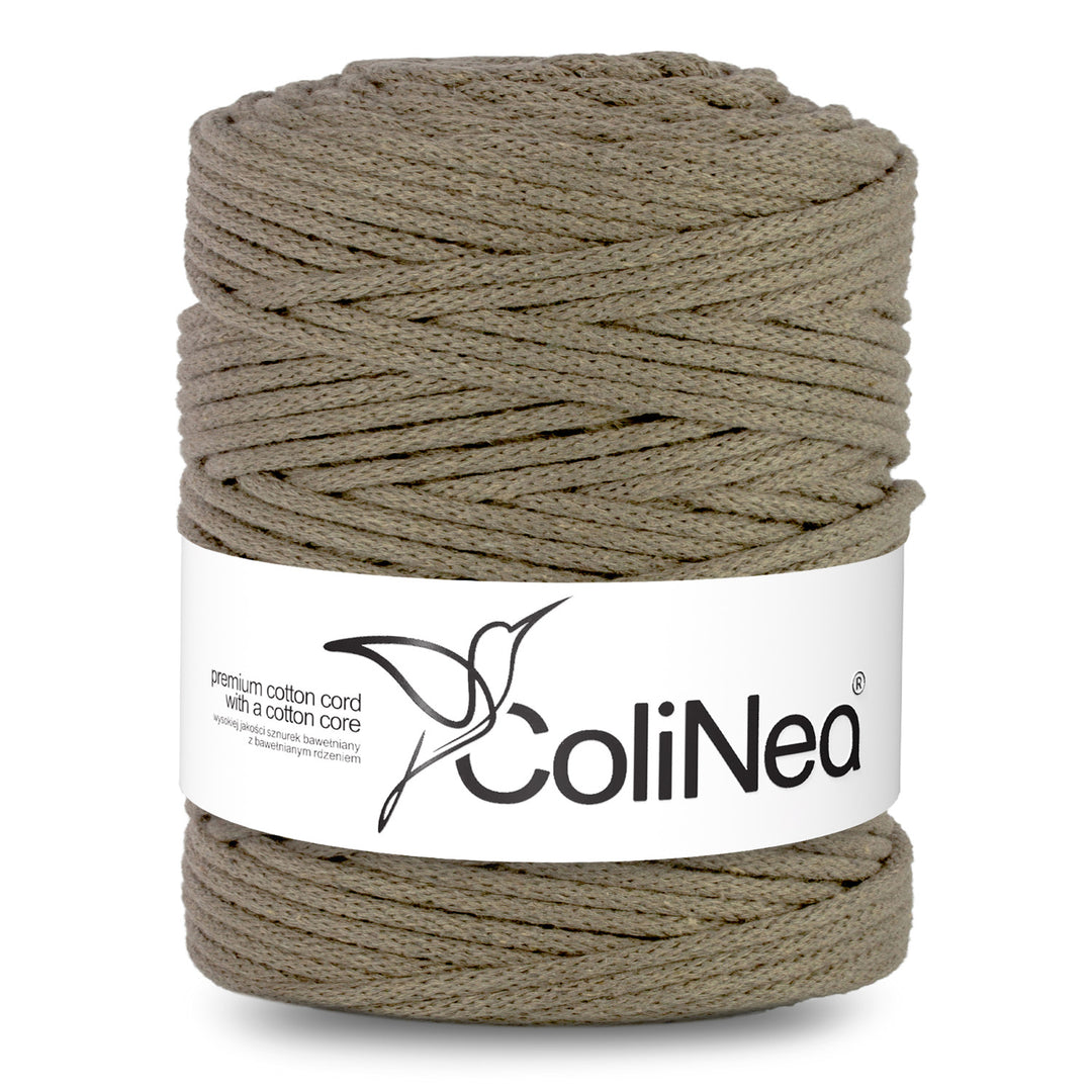 ColiNea, bavlnená šnúra s bavlneným jadrom, opletená, 5 mm, 200 m, tmavo béžová