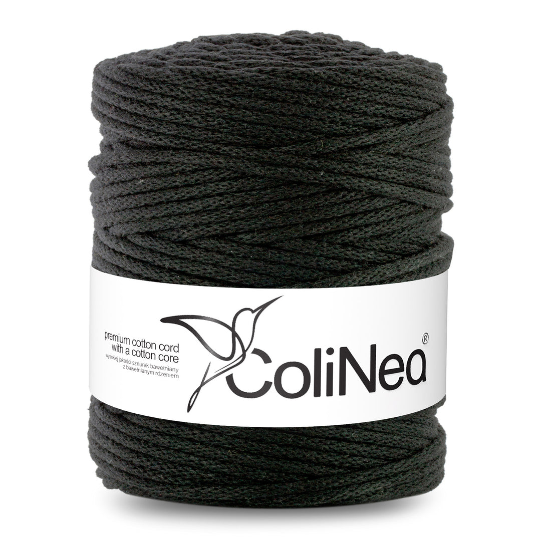 ColiNea, bavlnená šnúra s bavlneným jadrom, opletená, 5 mm, 200 m, čierna