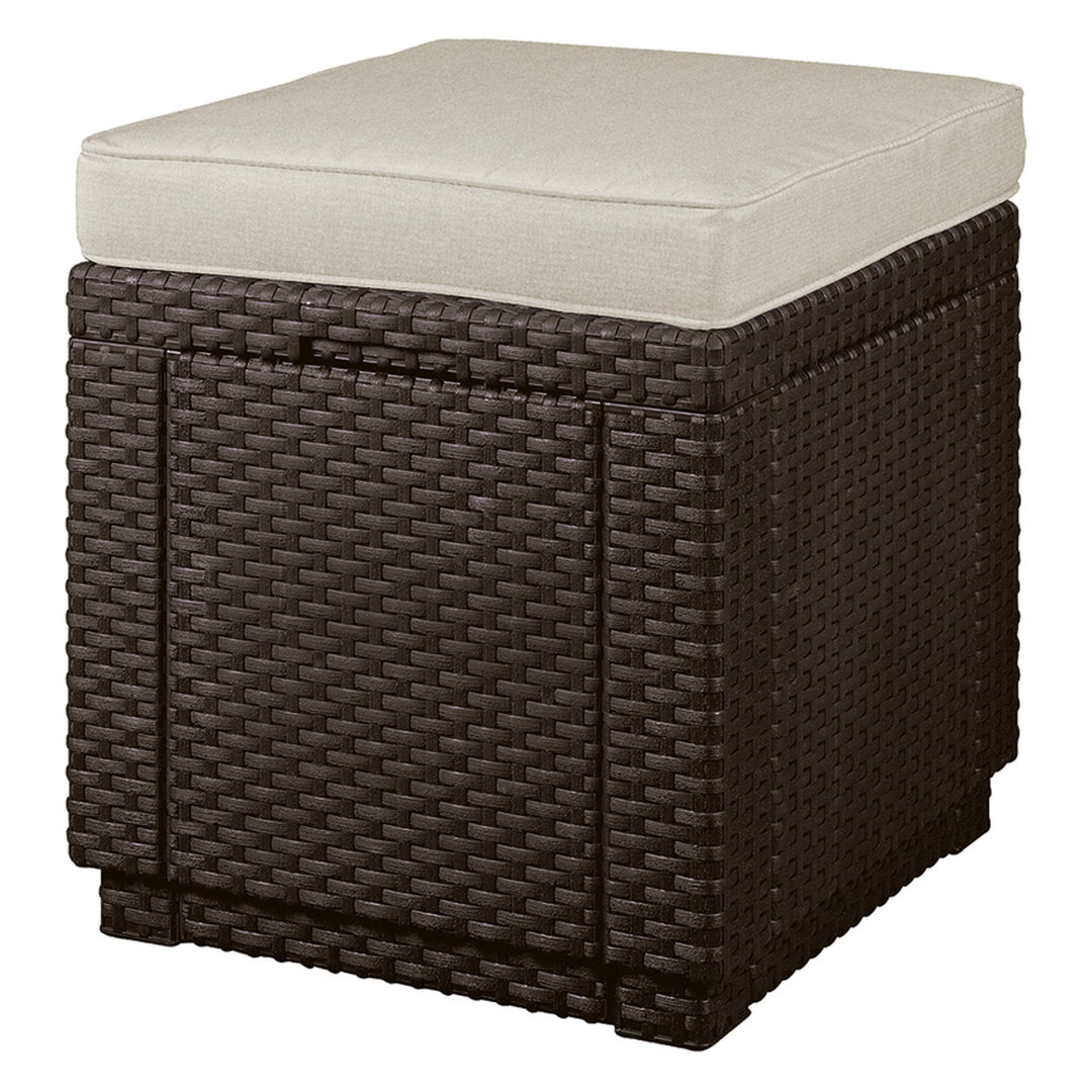 Sedadlo Keter Cube, s vankúšom, úložná funkcia, hnedé