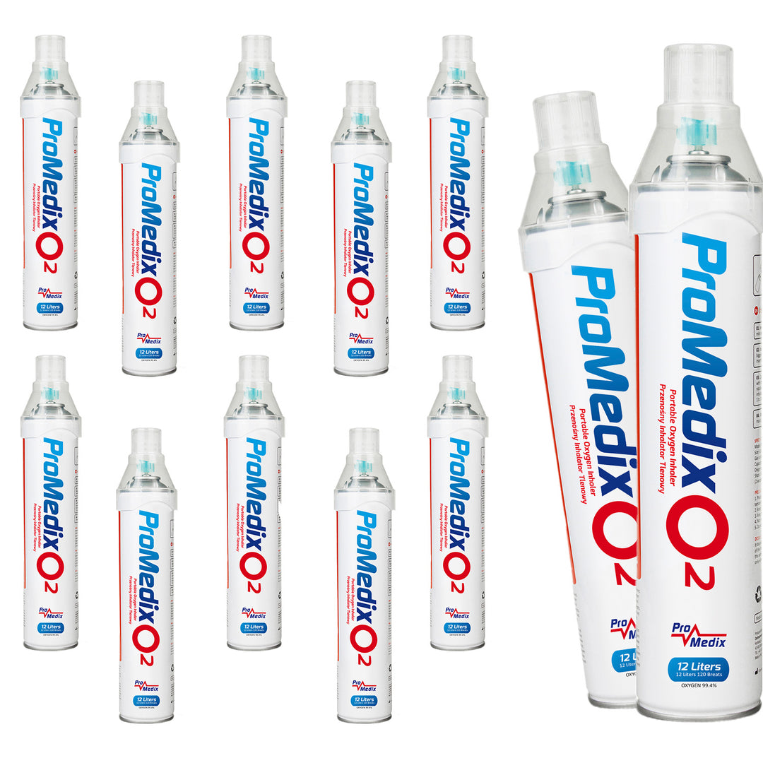 12x prenosný 99,4% inhalátor kyslíka v plechovke Promedix 12L, PR-994