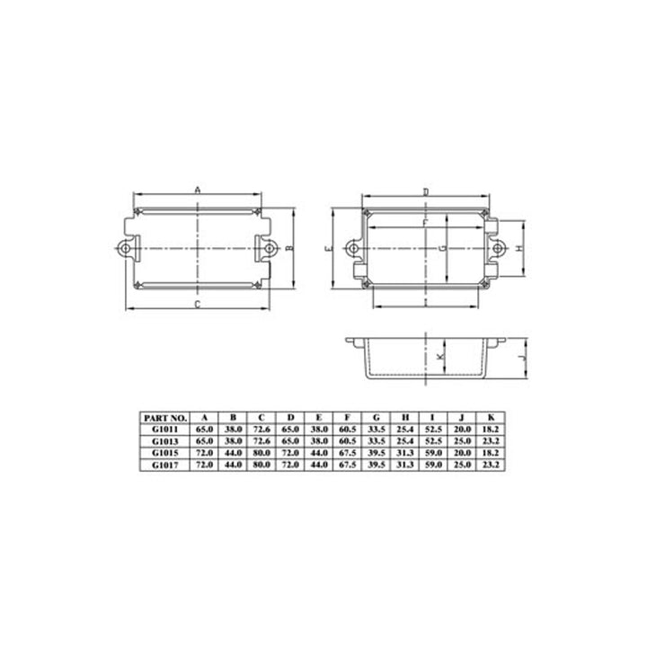 Puzdro s vetracími otvormi čierne 65 x 38 x 25mm G1013