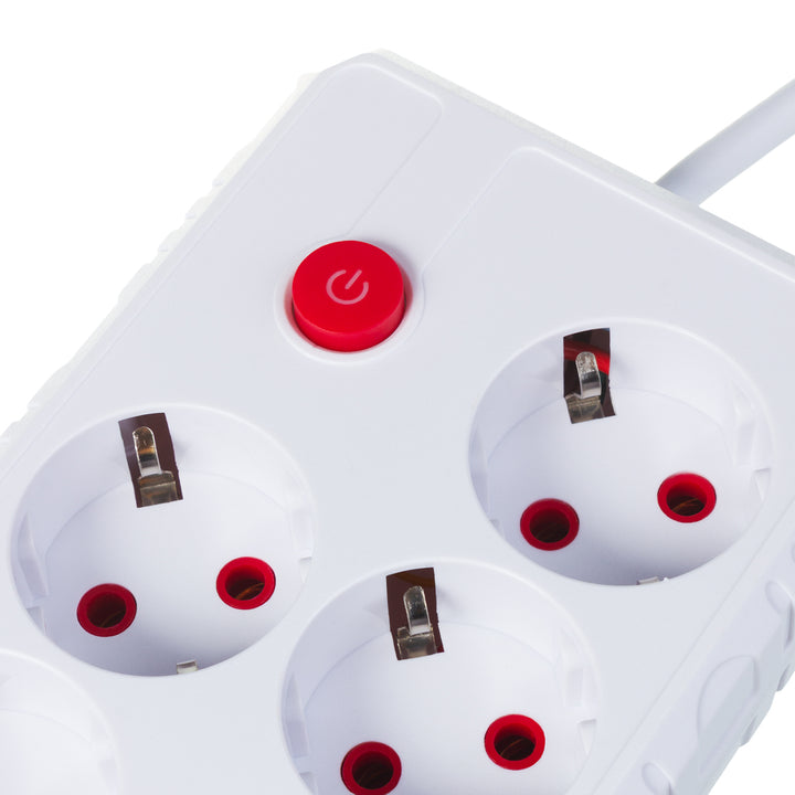 Napájacia lišta Maclean, predlžovací kábel so 4 zásuvkami + 3xUSB, 110-240 V AC 50/60 Hz, 2,1 A max. 2500 W, 3 m, biela, MCE393 W