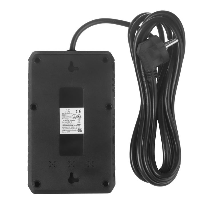Napájacia lišta Maclean, predlžovací kábel so 4 zásuvkami + 3xUSB, 110-240 V AC 50/60 Hz, 2,1 A max. 2500 W, 3 m, čierna, MCE393 B