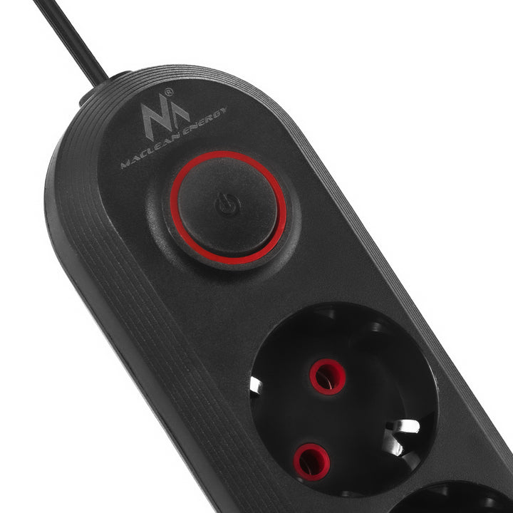 Napájacia lišta Maclean, predlžovací kábel s 5 zásuvkami + 3xUSB, 110-240 V AC 50/60 Hz, 2,1 A max. 2500 W, 1,5 m, čierna, MCE395 B
