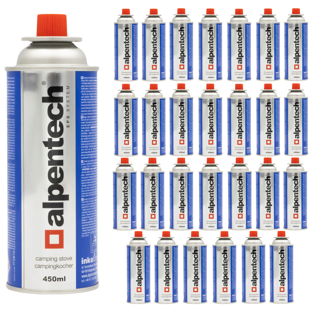 Alpentech 450ml plynová kartuša, vyhovuje EN417, izobután, systém EPS, IK301, 28 kusov