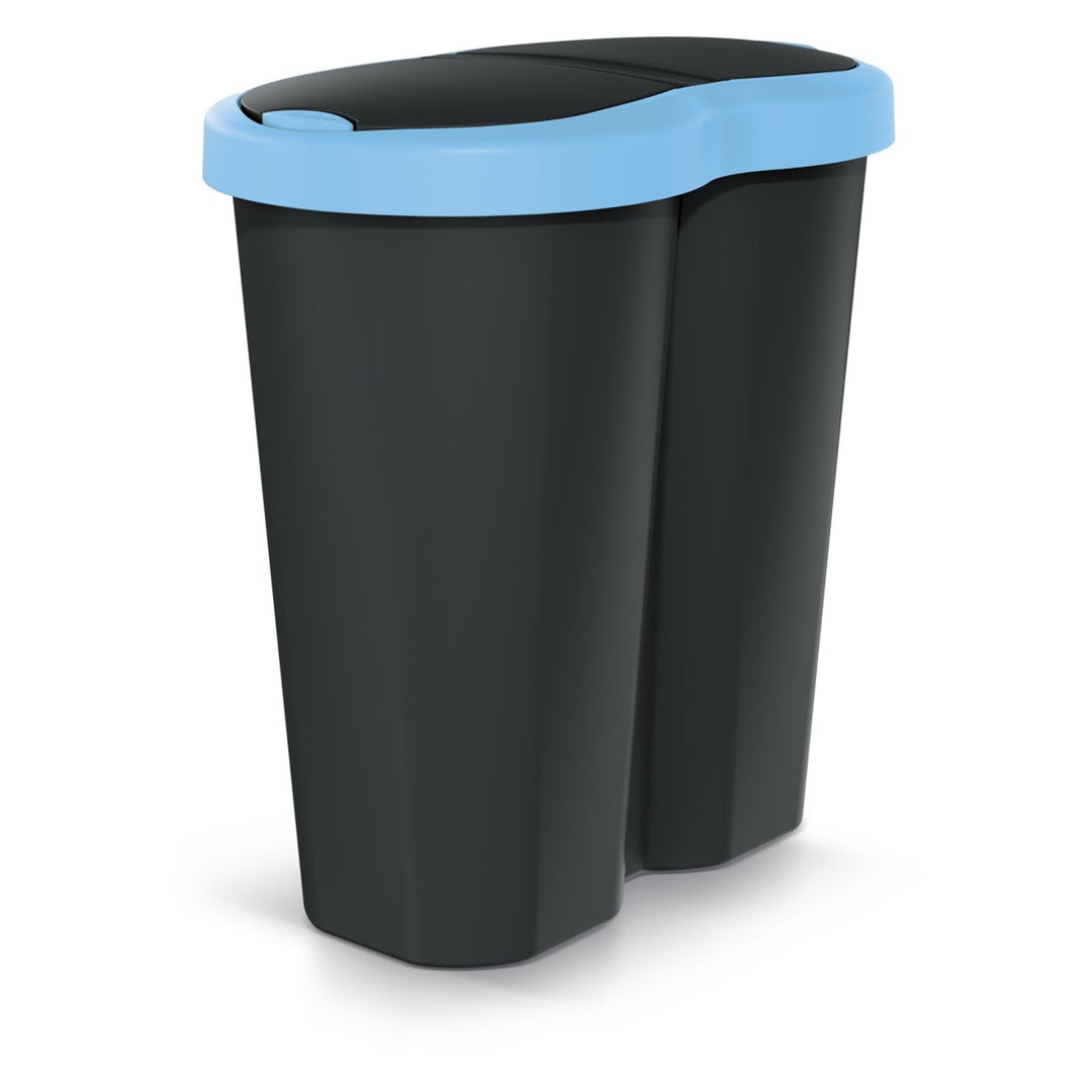 Kôš na odpadky Compacta R Duo, modro-čierny, objem 40 l, jedna priehradka, dve veka, NDRF40-2717C_S411