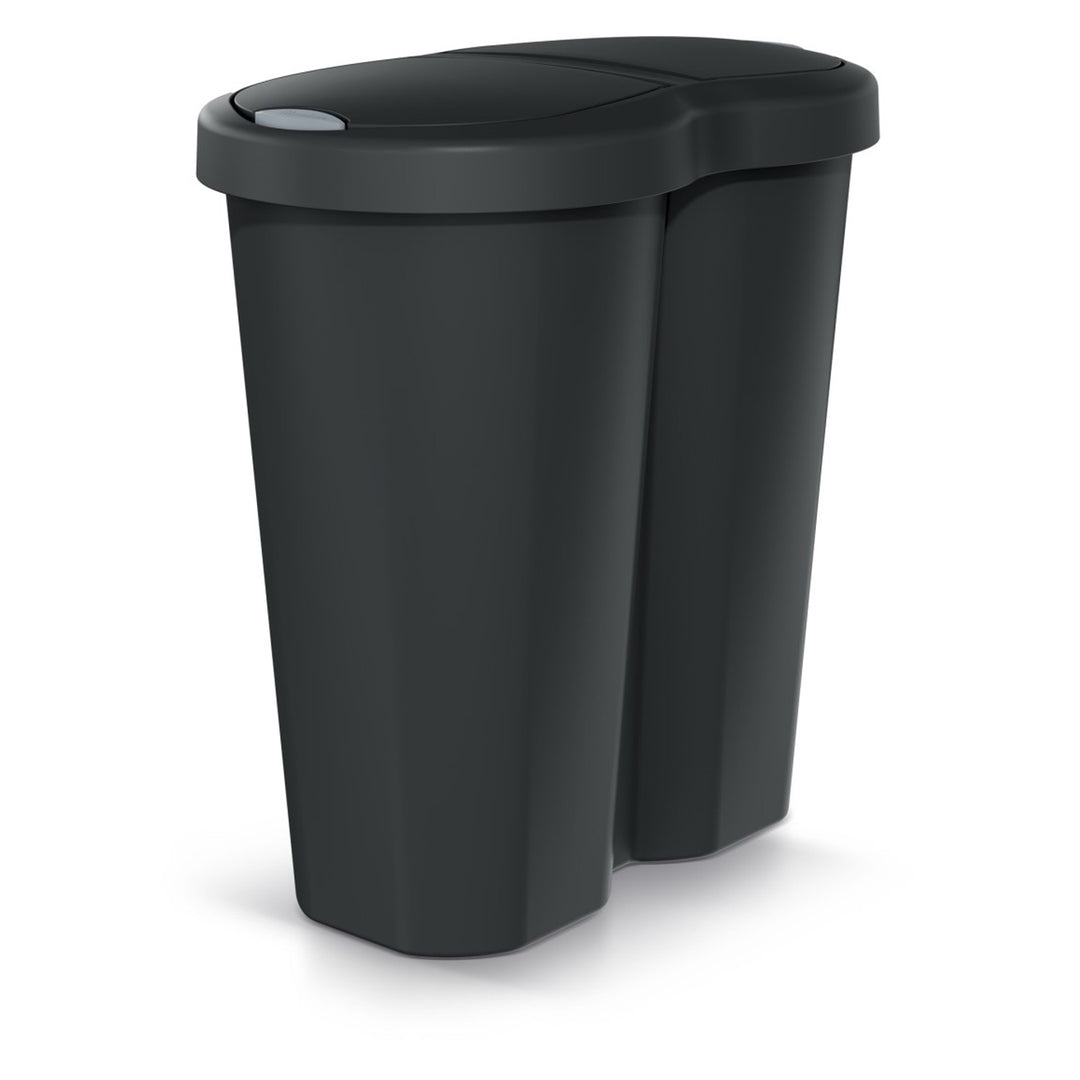 Kôš na odpadky Compacta R Duo, čierny, objem 40 l, jedna priehradka, dve veka, NDRF40-S411