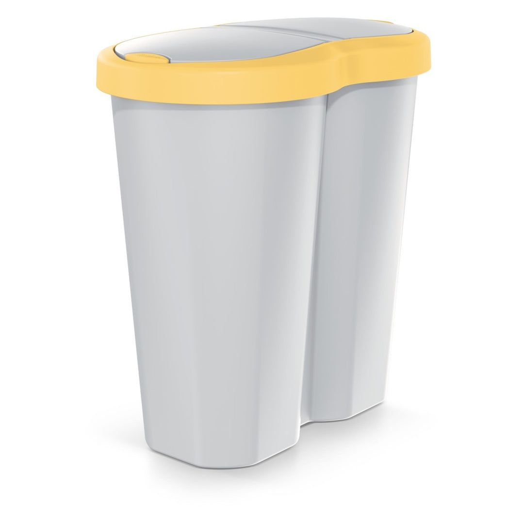 Kôš na odpadky Compacta R Duo, žltý/poľový, objem 40 l, jedna priehradka, dve veka, NDRF40-1215C_427C