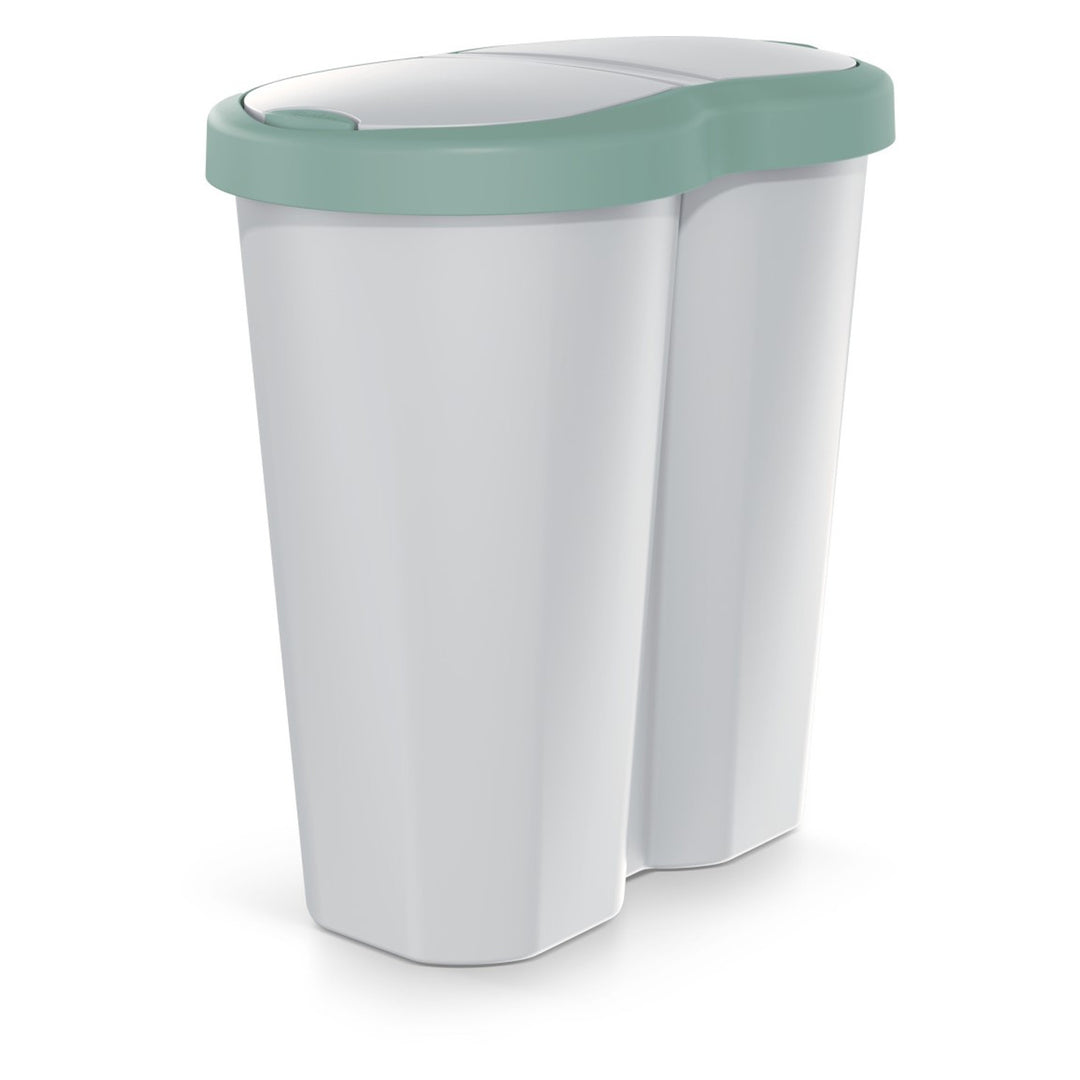 Kôš na odpadky Compacta R Duo, zelený/ashmere, objem 40 l, jedna priehradka, dve veka, NDRF40-5575C_427C