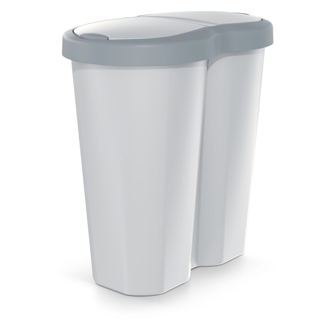 Kôš na odpadky Compacta R Duo, sivý/popolnato sivý, objem 40 l, jedna priehradka, dve veka, NDRF40-429U_427C