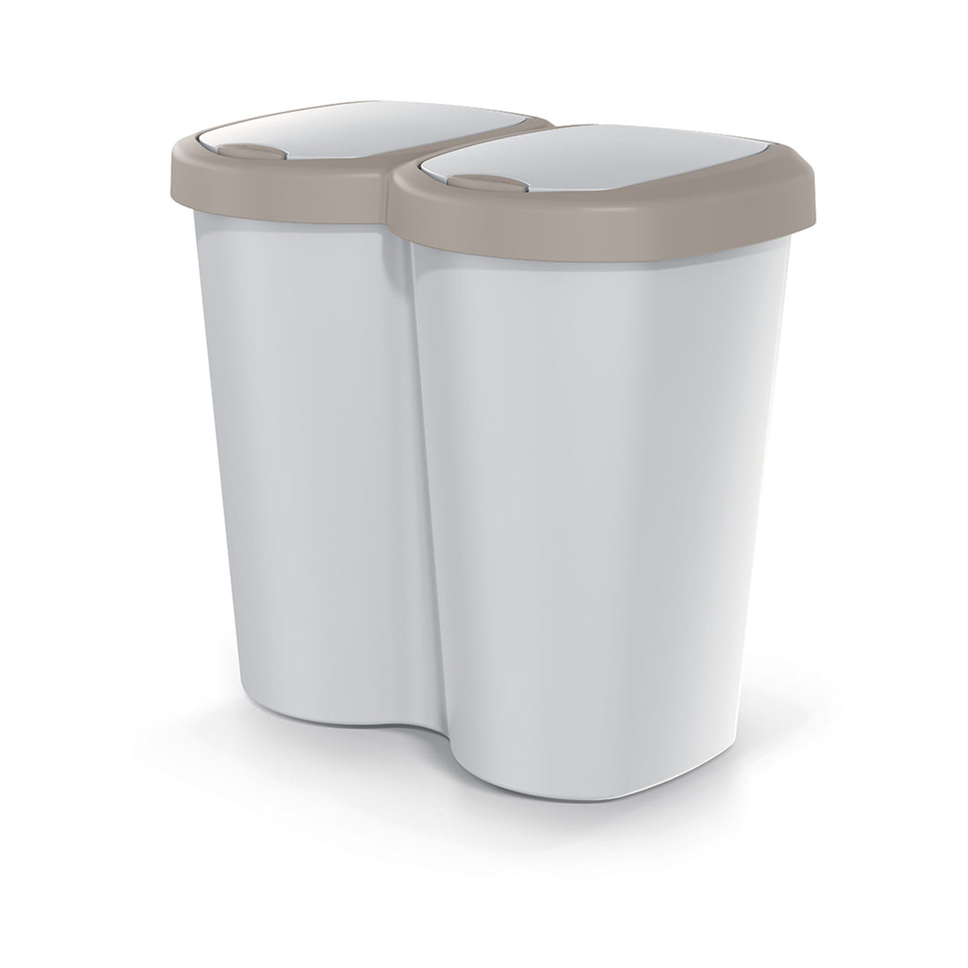Kôš na odpadky Compacta B Duo, hnedý/ashmere, objem 40 l, jedna priehradka, dve veka, nástenná verzia, NDBS40-WG5C_427C