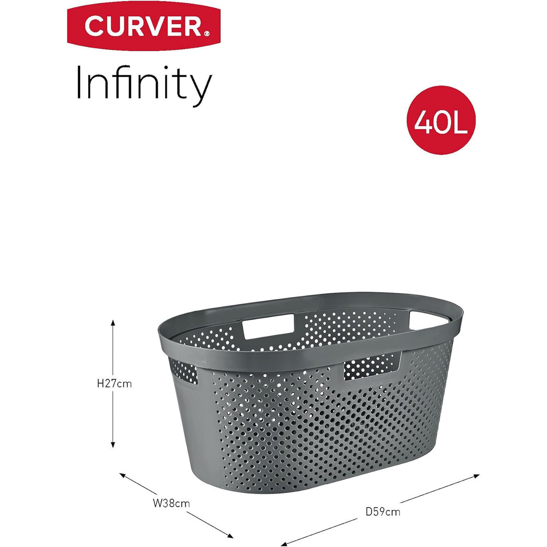 Curver Infinity Recyklovaný mangel / kôš na bielizeň, objem 40 l, tmavosivý, 100 % recyklovaný, 245675