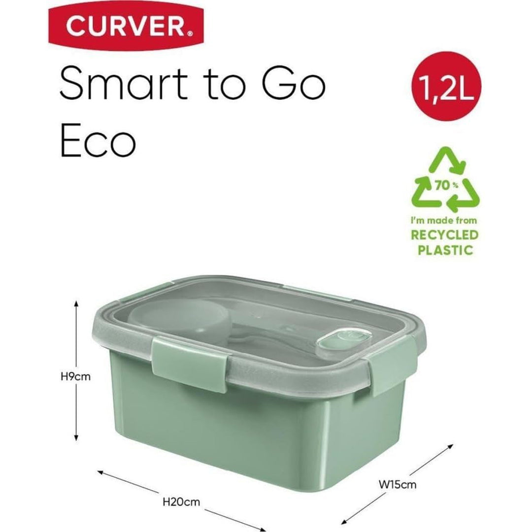 Zakrivená nádoba na potraviny, nepriepustné viečko, ventil vo viečku, 100 % recyklovaná, možnosť použitia v mikrovlnnej rúre, 250003