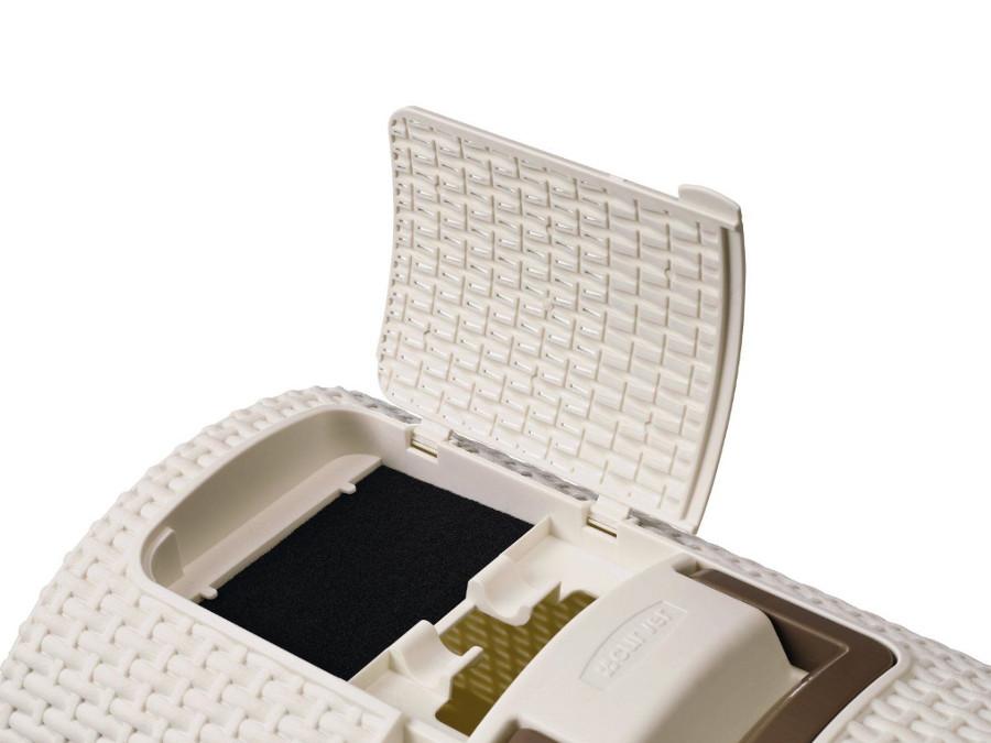 Curver 198849 Box na podstielku pre mačky Toaleta s kapucňou Curver Pets - béžová - s rukoväťou Zásuvka na podstielku Stabilný XXL ratanový štýl