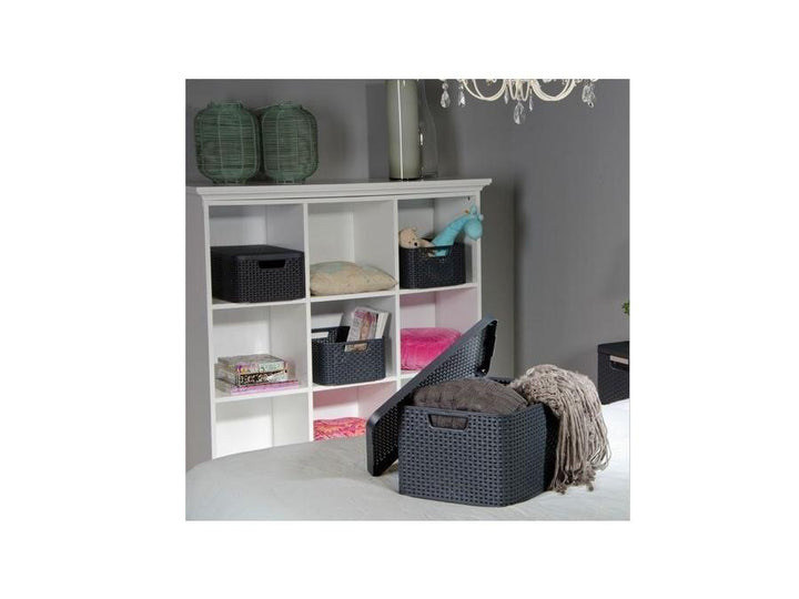 Oblúkový kôš, viacúčelový, s vekom, sivý, Rattan Style L