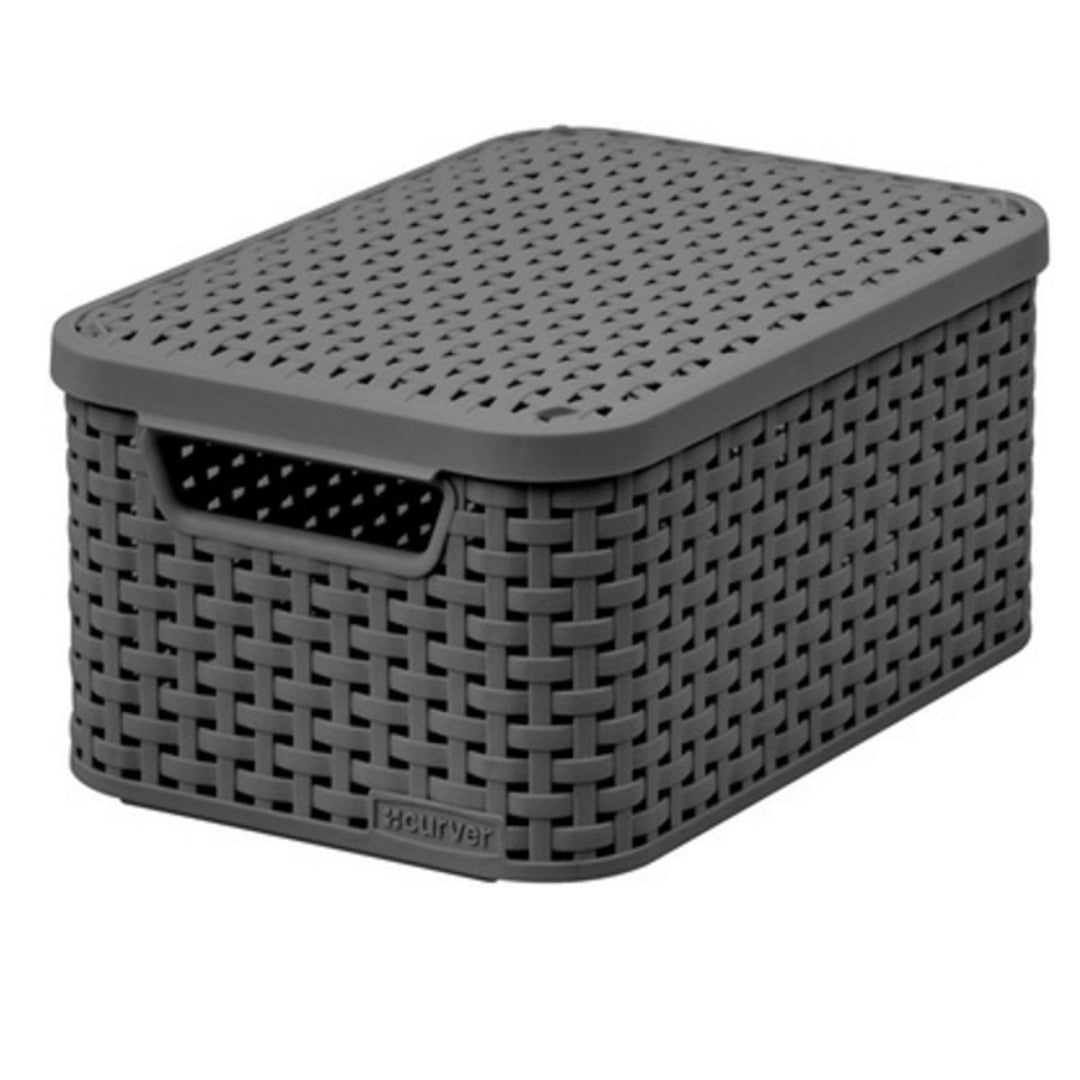 Kôš s vekom Curver Rattan Style S tmavo sivý