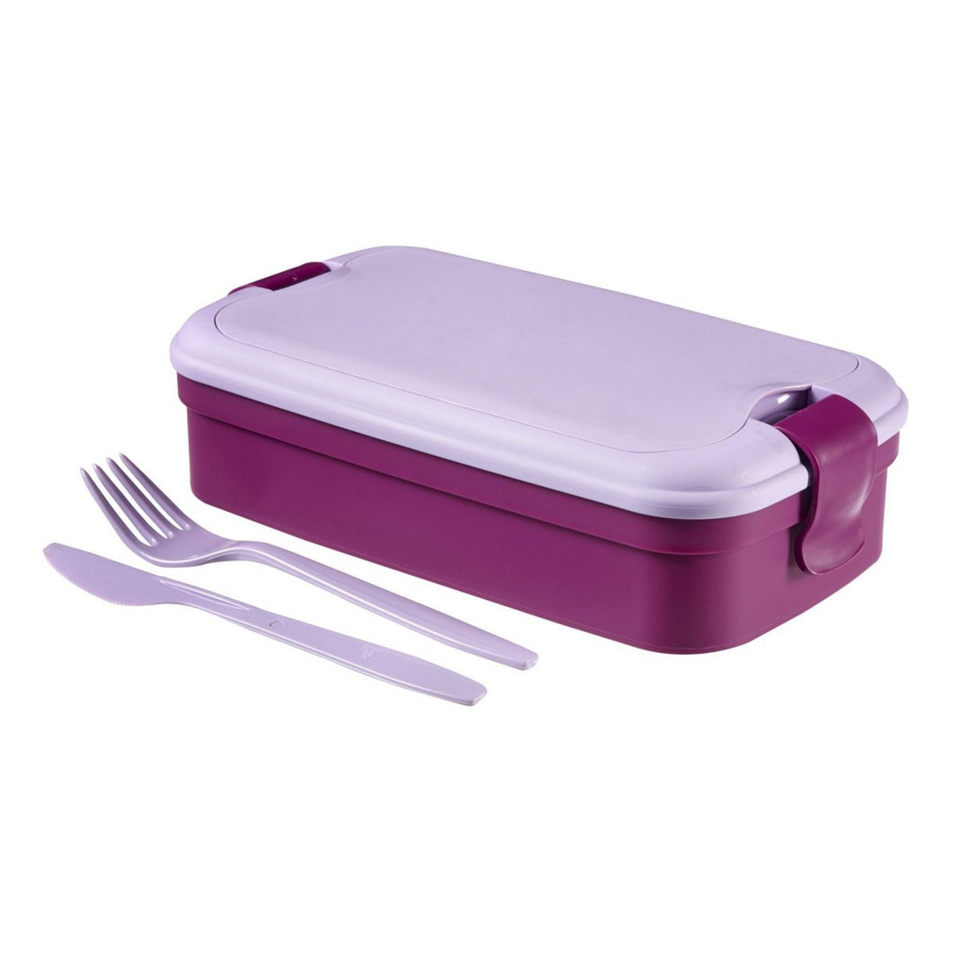 Raňajkový kontajner s príborom Curver Lunch & Go fialový