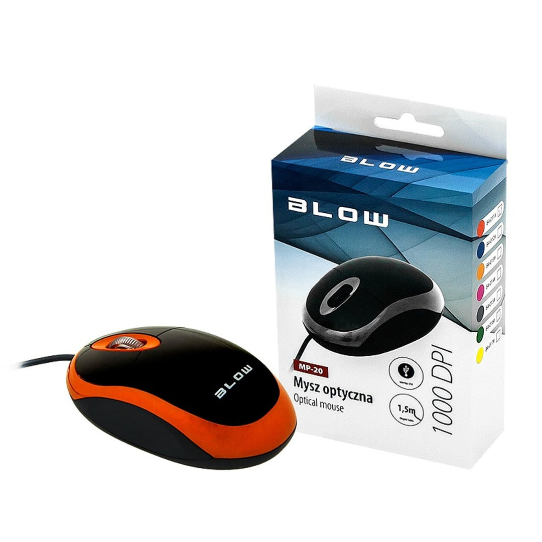 Optická myš Blow, USB, 1000 DPI, oranžová, MP-20