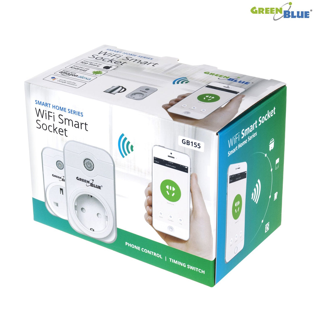 Inteligentná zásuvka na diaľkové ovládanie WiFi nemeckého typu 2300W GreenBlue GB155G