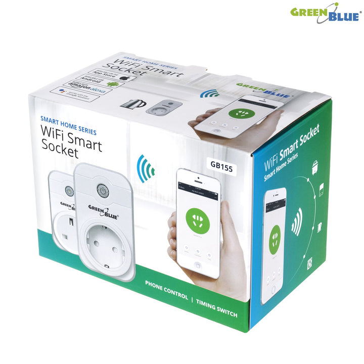 Inteligentná zásuvka na diaľkové ovládanie WiFi nemeckého typu 2300W GreenBlue GB155G