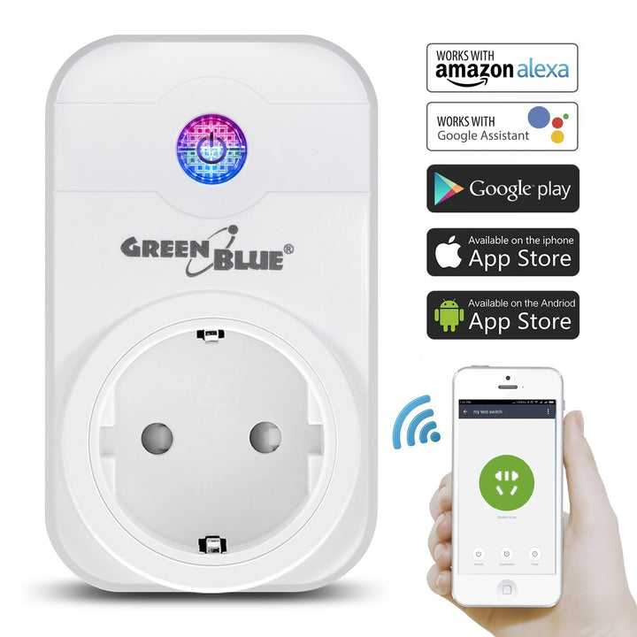 Inteligentná zásuvka na diaľkové ovládanie WiFi nemeckého typu 2300W GreenBlue GB155G