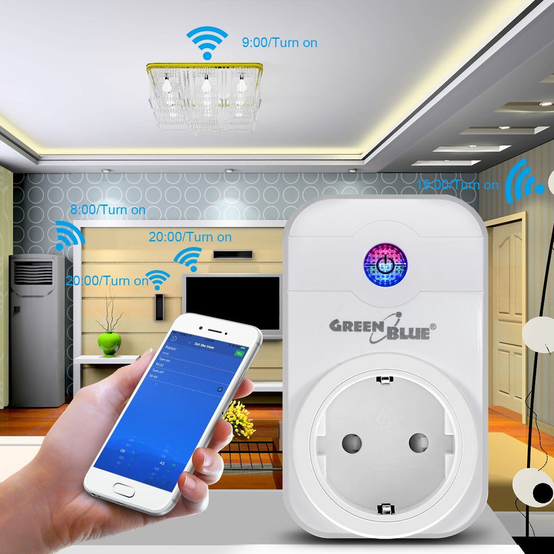 Inteligentná zásuvka na diaľkové ovládanie WiFi nemeckého typu 2300W GreenBlue GB155G