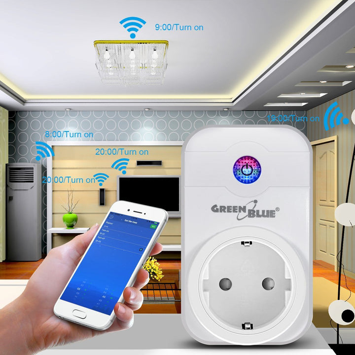 Inteligentná zásuvka na diaľkové ovládanie WiFi nemeckého typu 2300W GreenBlue GB155G