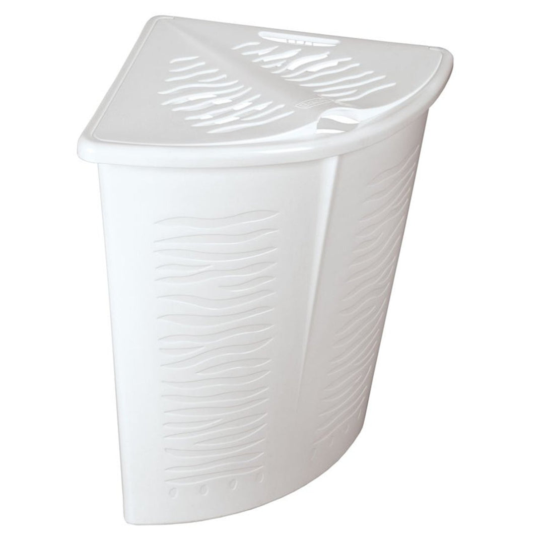 BranQ - Rohový kôš na bielizeň 45 l | Zebra White | Rohový kôš na bielizeň | Plast
