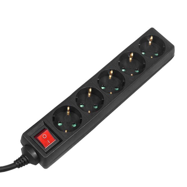 Maclean Power Strip, predlžovací kábel s 5 zásuvkami, s vypínačom, čierny, nemecký typ, 3500 W, 1,4 m, MCE226G