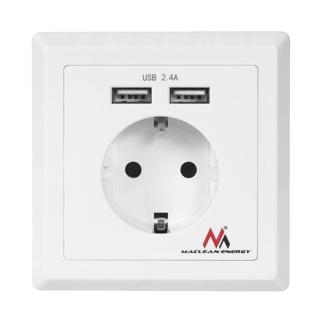 Zásuvka Schuko s 2x nabíjacími portami USB 2,4 A 2x nabíjacie zásuvky USB Bezpečnostná zástrčka Schuko ...