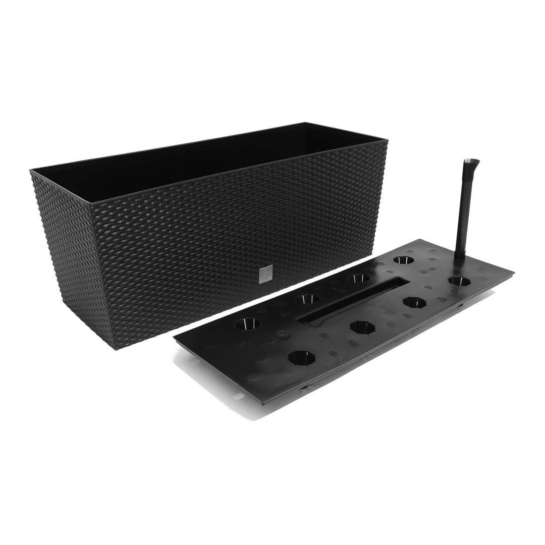 Ratanový kvetináč so zavlažovacím systémom Prosperplast Rato Case DRTC600 S433 antracit
