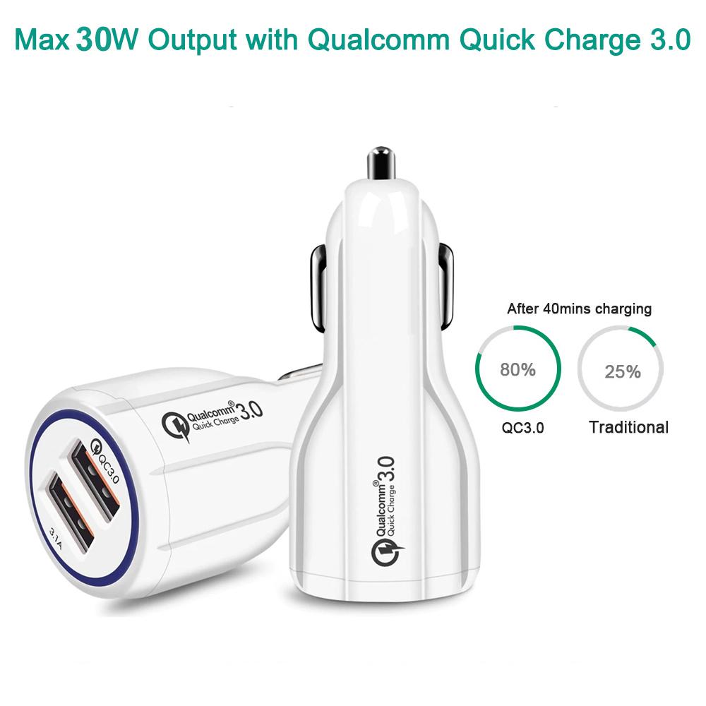 Nabíjačka do auta QC 3.0 Maclean Energy MCE478 W - biela Qualcomm Quick Charge QC 3.0 - 5V/3A, 9V/1,8A, 12V/1,6A a 5V/3,1A zásuvka