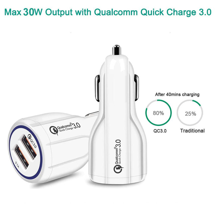 Nabíjačka do auta QC 3.0 Maclean Energy MCE478 W - biela Qualcomm Quick Charge QC 3.0 - 5V/3A, 9V/1,8A, 12V/1,6A a 5V/3,1A zásuvka