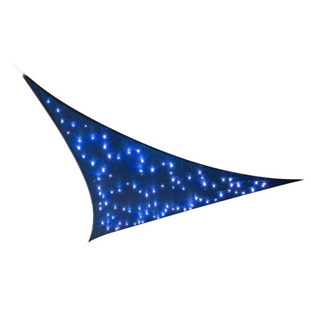 Slnečná plachta s integrovaným LED osvetlením "hviezdne nebo" - trojuholník - 3,6 x 3,6 x 3,6 m