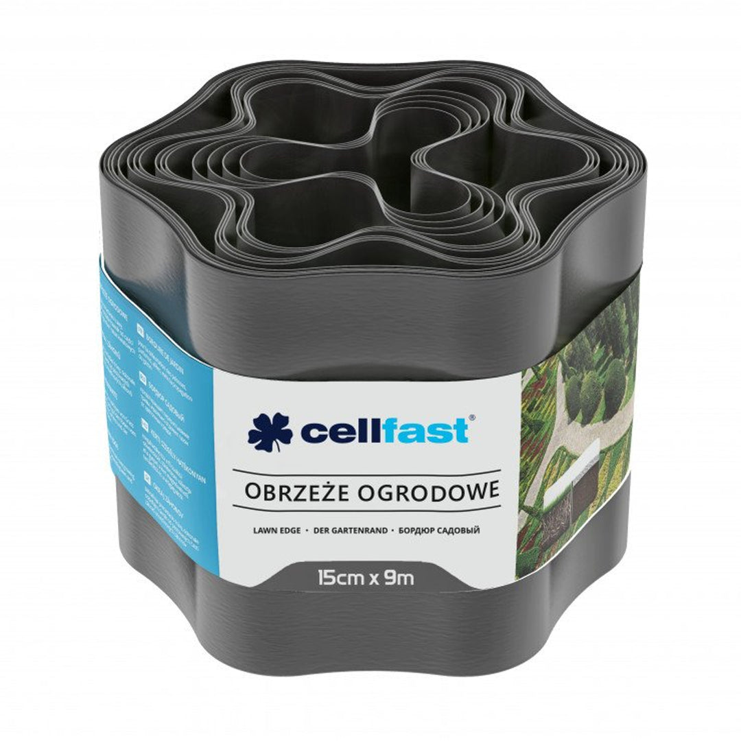 Záhradný lem 15 cm x 9 m Cellfast - grafitová farba