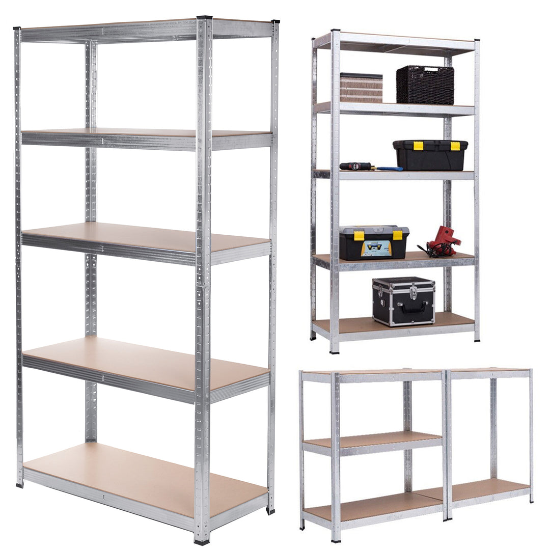 Kovová regálová skriňa 175kg x5 180x90x40cm Zelenomodrá, pozinkovaná, skladacia, MDF, GB378