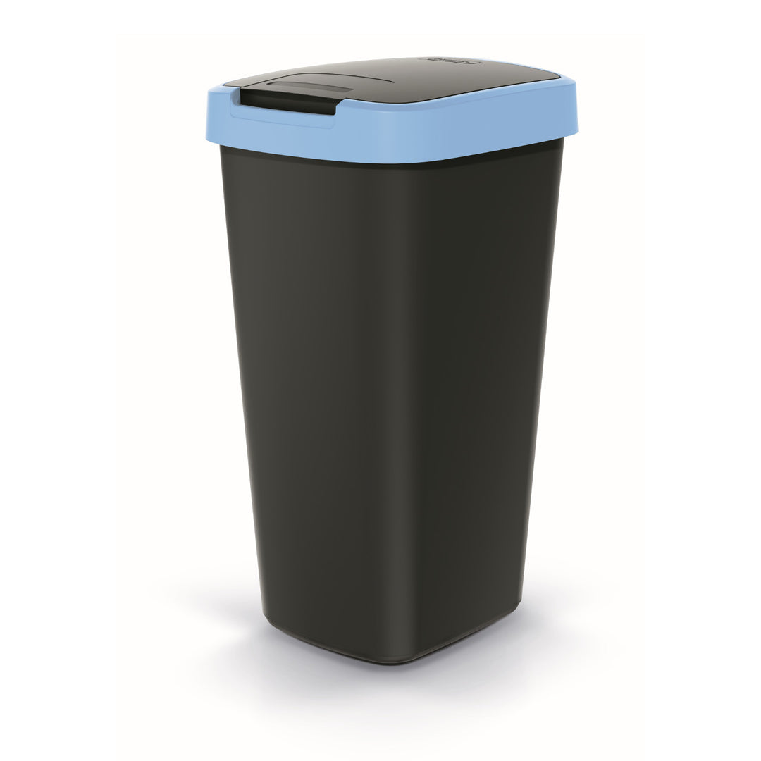 Odpadkový kôš Keden COMPACTA Q 25 l - čierny s modrým okrajom