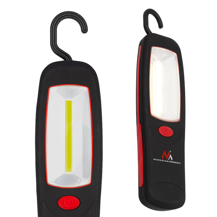 Dielenská lampa COB LED Maclean, magnet, háčik, 3xAA, MCE03