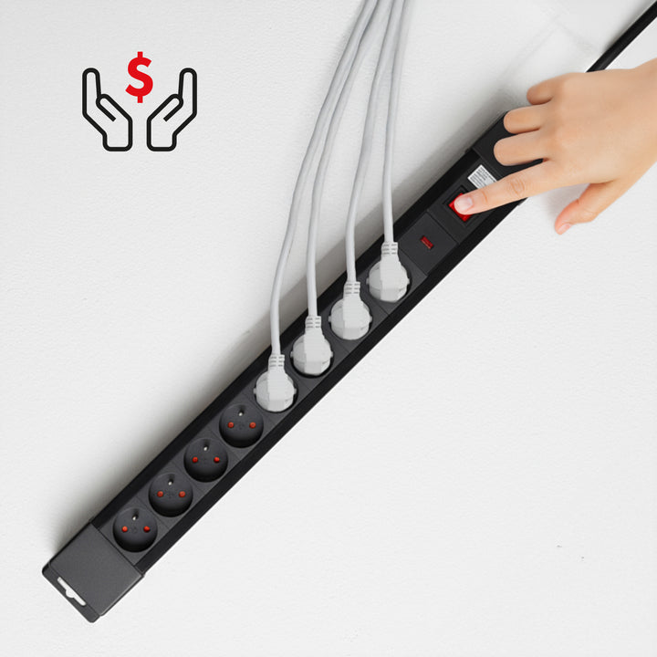 Napájací pásik 8 zásuviek osvetlený ochrana prepínačov pre deti Maclean MCE11