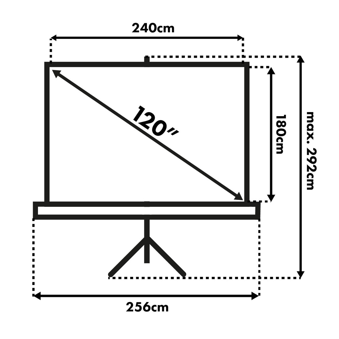 Premietacie plátno Maclean, uhlopriečka 120 palcov, 240 × 180 cm, na statíve, pomer strán 4:3, MC-608