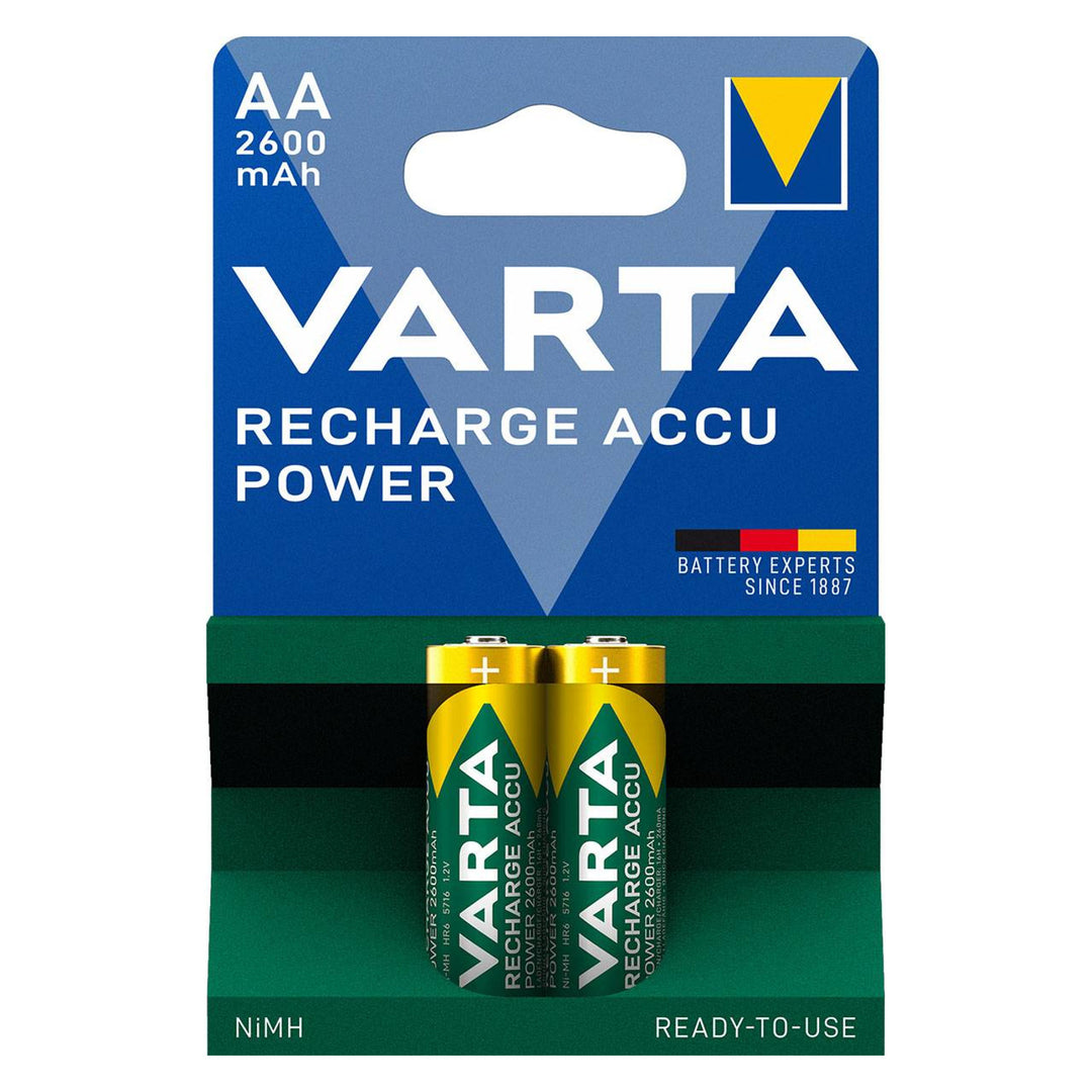 2x akumulátor R-06 R06 AA 1,2 V 2600 mAh Varta Recharge Accu Power