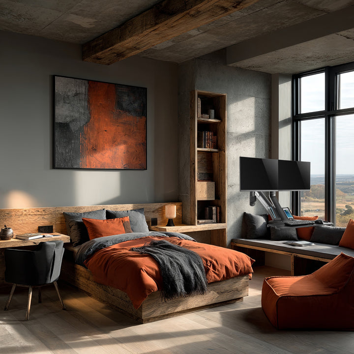 Nástenný držiak Maclean pre dva monitory a klávesnicu, plynová pružina s držiakom počítača, pre monitory 17"~ 27", MC-633 na prácu v stoji