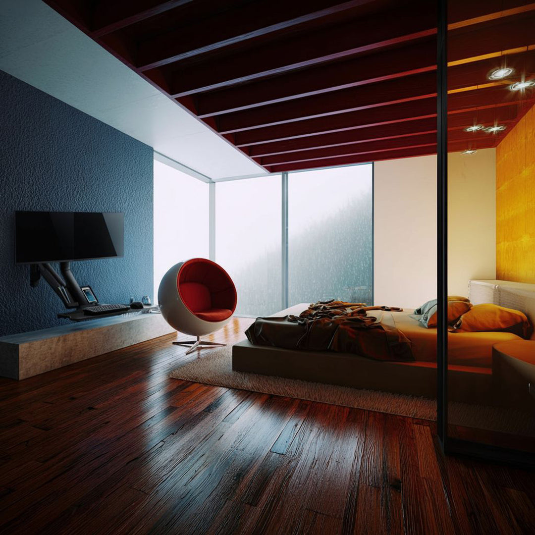 Nástenný držiak Maclean pre dva monitory a klávesnicu, plynová pružina s držiakom počítača, pre monitory 17"~ 27", MC-633 na prácu v stoji