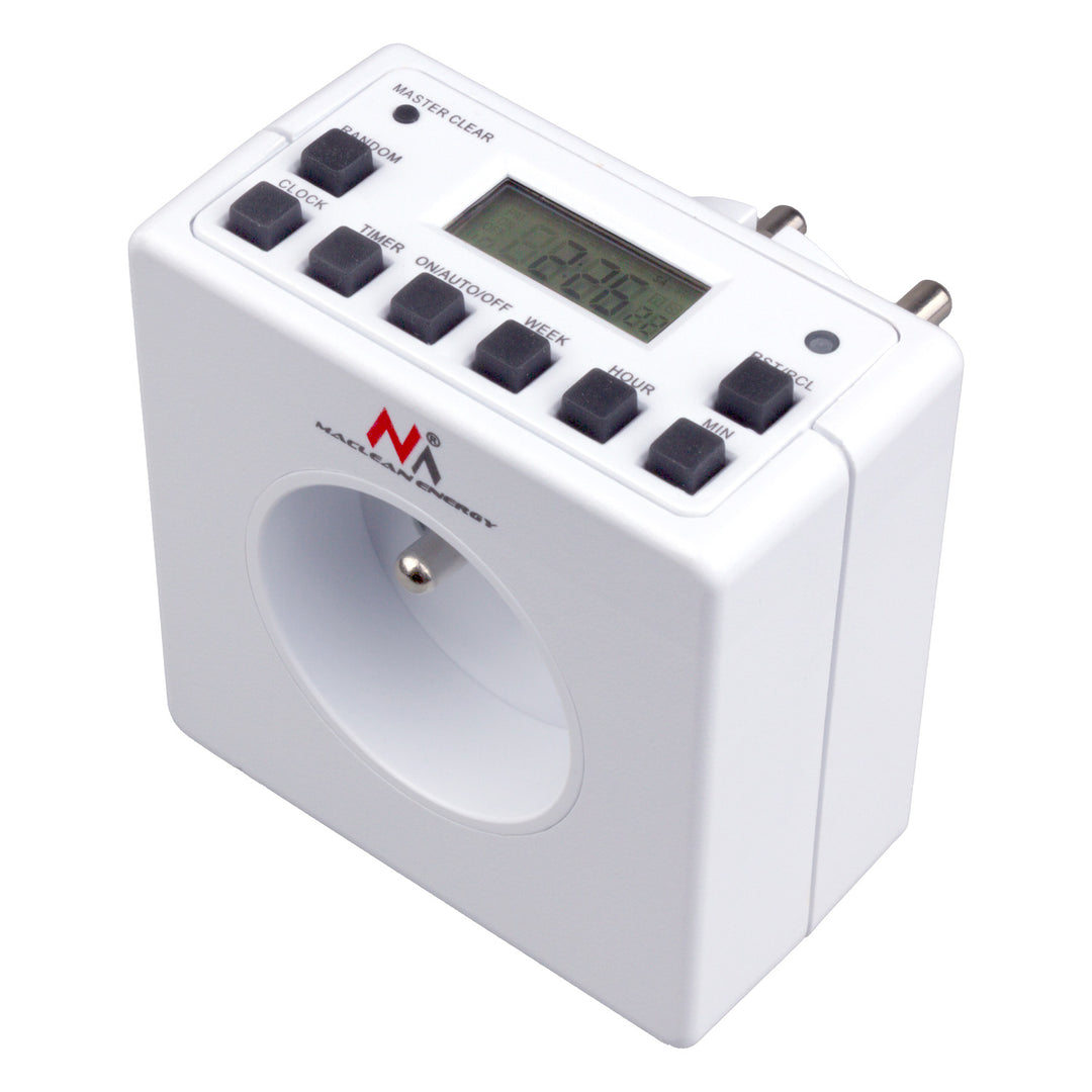 Digitálny časovač, náhodná funkcia, časovač, 10 programov, max. 156 programov, typ E, 3600 W, Maclean MCE30
