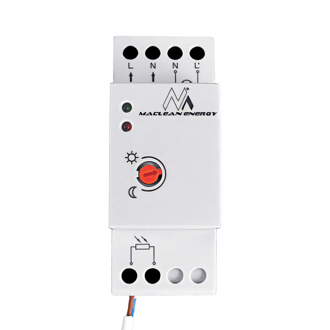 Súmrakový spínač Maclean, na DIN lištu, s externou sondou, 220-240V/AC, 50Hz, 20A, MCE83