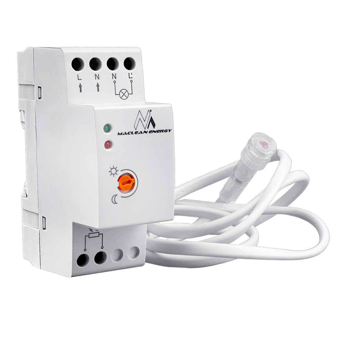Súmrakový spínač Maclean, na DIN lištu, s externou sondou, 220-240V/AC, 50Hz, 20A, MCE83
