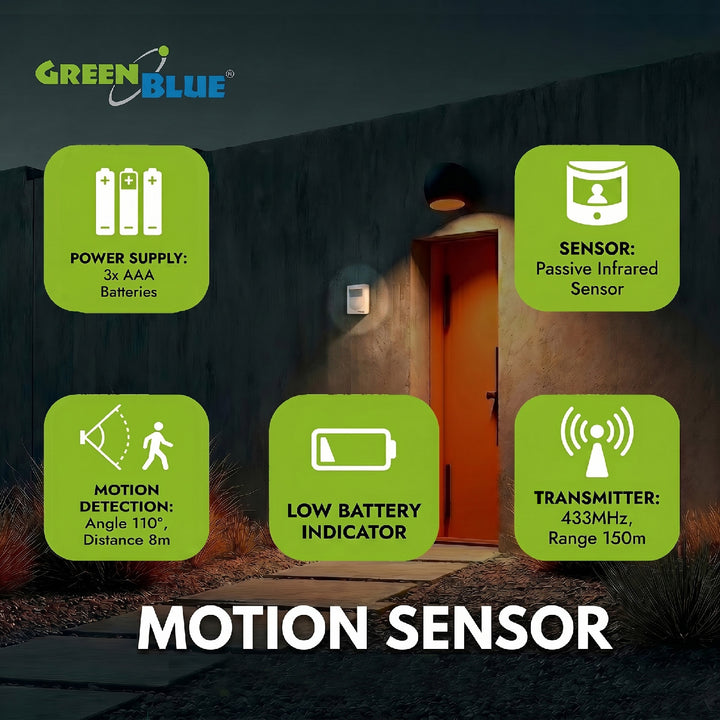 Bezdrôtový Mini ALARM detektor vstupu so snímačom pohybu GB3400 vstup GreenBlue